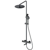 Wonzon & Woghand Душевая стойка: термостат, верхний и ручной душ, шланг, держат, цвет: темный графит WW-88739902-BGM