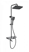 Wonzon & Woghand Душевая стойка: термостат, верхний и ручной душ, шланг, держат, цвет: темный графит WW-B3099-A-BGG