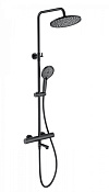 Wonzon & Woghand Душевая стойка: термостат, верхний и ручной душ, шланг, держ, цвет: черный матовый WW-B3069-MB