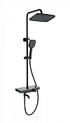 Wonzon & Woghand Душевая стойка: термостат, верхний и ручной душ, шланг, держ, цвет: черный матовый WW-B3099-A-MB