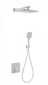 Wonzon & Woghand Душевой комплект встр: термостат, верхний душ, шланг, держат, цвет: белый матовый WW-D2017-B-MW