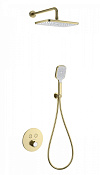 Wonzon & Woghand Душевой комплект встр: термостат, верхний душ, шланг, цвет: брашированное золото WW-D2017-A-BG