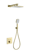 Wonzon & Woghand Душевой комплект встр: термостат, верхний душ, шланг, цвет: брашированное золото WW-D2017-B-BG