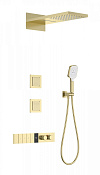 Wonzon & Woghand Душевой комплект встр: термостат, верхний душ, шланг, цвет: брашированное золото WW-D4538-A-BG