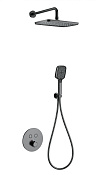 Wonzon & Woghand Душевой комплект встр: термостат, верхний душ, шланг, держат, цвет: темный графит WW-D2017-A-BGG