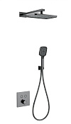 Wonzon & Woghand Душевой комплект встр: термостат, верхний душ, шланг, держат, цвет: темный графит WW-D2017-B-BGG