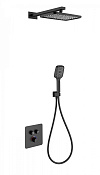Wonzon & Woghand Душевой комплект встр: термостат, верхний душ, шланг, держ, цвет: черный матовый WW-B4003-MB