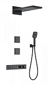 Wonzon & Woghand Душевой комплект встр: термостат, верхний душ, шланг, держ, цвет: черный матовый WW-D4538-A-MB