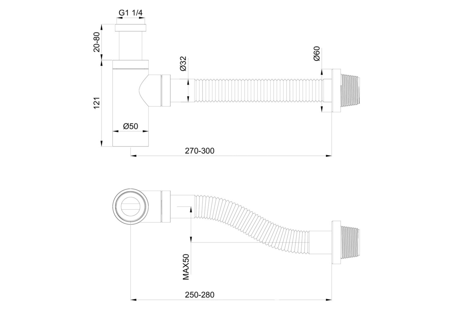 Wonzon & Woghand Сифон для раковины латунный, цвет: хром WW-88SS101-CR