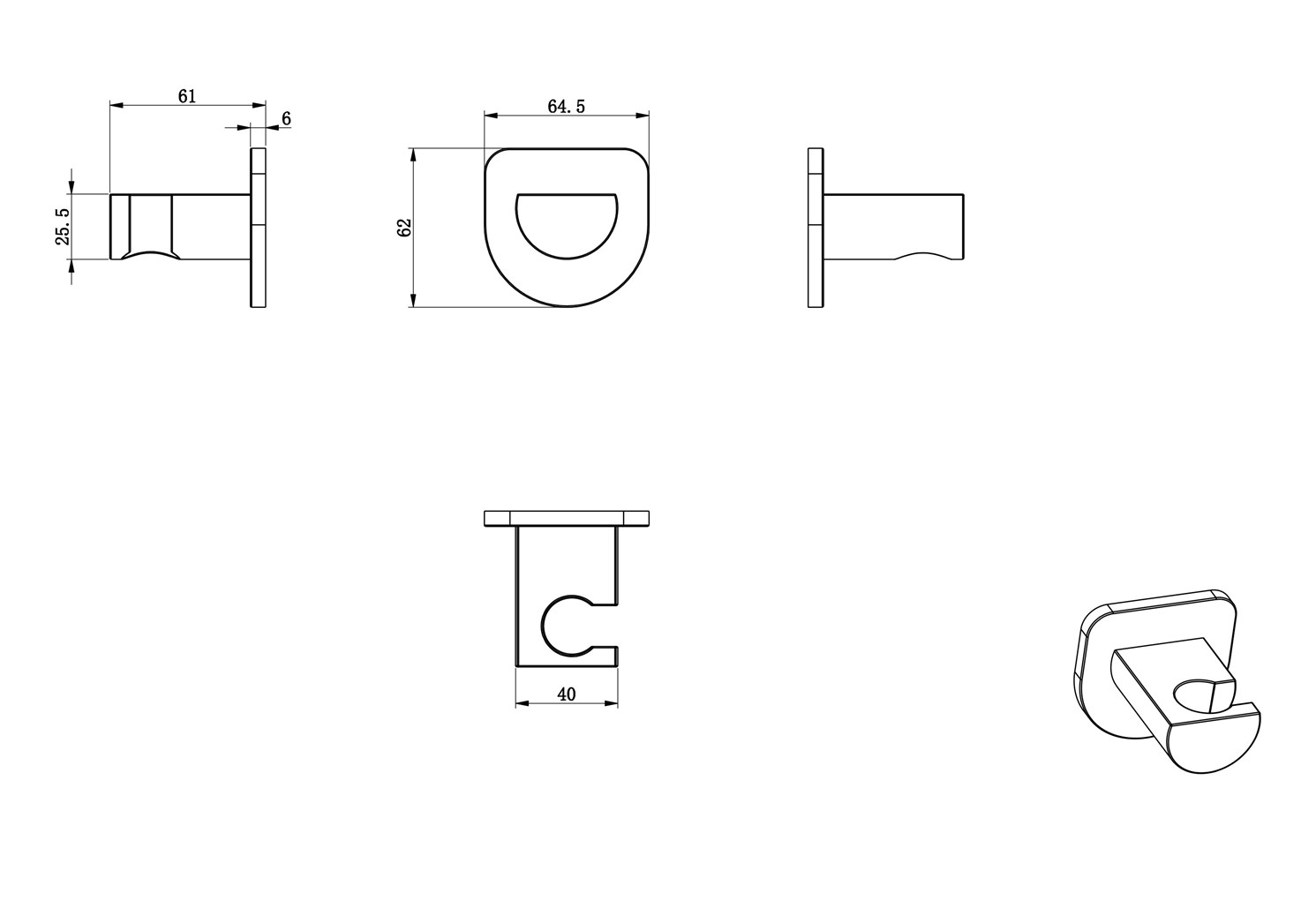 Wonzon & Woghand Держатель для ручного душа, цвет: хром WW-994216-CR