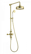 Wonzon & Woghand Retro Душевая стойка: термостат, верхний и ручной душ, шланг,  цвет: брашир. золото WW-B3041-BG