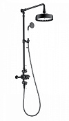 Wonzon & Woghand Retro Душевая стойка: термостат, верхний и ручной душ, шланг, цвет: черный матовый WW-B3041-MB