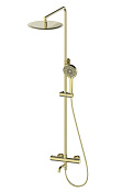 Wonzon & Woghand Душевая стойка: термостат, верхний и ручной душ, шланг, цвет: брашированное золото WW-88739903-BG