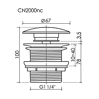 Ceramicanova Донный клапан без перелива, цвет: белый матовый CN2000MWnc
