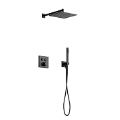 Sancos Linn Душевой комплект: термостат., с внутр. частью, шланг, ручной и верхний душ, цвет: черный SC9022MB