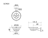 Sancos Base Мыльница со стеклянной чашей, подвесная, цвет: хром SC9031CH