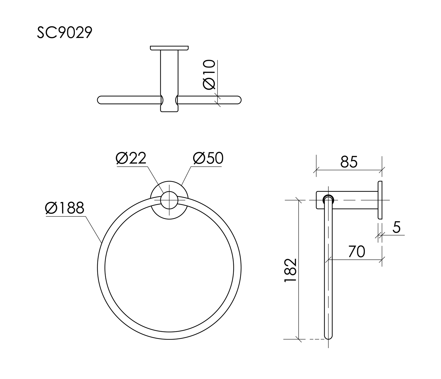 Sancos Base Полотенцедержатель-кольцо d18,8 см, подвесной, цвет: хром SC9029CH