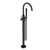 Sancos Etna Смеситель для ванны напольный, ручной душ, шланг 125 см, держатель, цвет: черный матовый SC9009MB