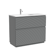 Sancos Folk Floor Тумба под раковину левая, напол. 99,5x45x85h см, 2 выдвиж. ящ., цвет: ergraut soft FL100FLES