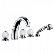 Bongio Rivoli Смеситель на борт ванны, на 5 отв., с лейкой, цвет: хром/Cristallo 05531CR00D