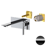 Daniel Club Смеситель для раковины встраиваемый, излив 14,5 см, внеш. часть, цвет: черный браш. хром ANC632KBFZ