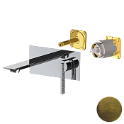 Daniel Club Смеситель для раковины встраив., излив 14,5 см, внеш. часть, цвет: латунь мат. Состар ANC632KBOM