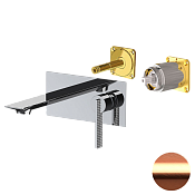 Daniel Club Смеситель для раковины встраиваемый, излив 15 см, внеш. часть, цвет: медь брашированная ANC632LKBRP