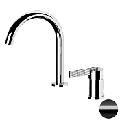 Daniel Club Смеситель для раковины высокий, без донного клап., излив 23,4 см, цвет: черный браш хром ANC655FZ