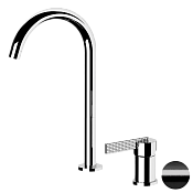 Daniel Club Смеситель для раковины высокий, без донного клап., излив 33,4 см, цвет: черный браш хром ANC655LFZ