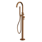 Whitecross Y Смеситель напольный с душевым набором, излив 24,5 см, цвет: брашированная медь Y1233CPB
