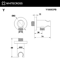 Whitecross Y Шланговое подключение с держателем, цвет: брашированная медь Y1005CPB