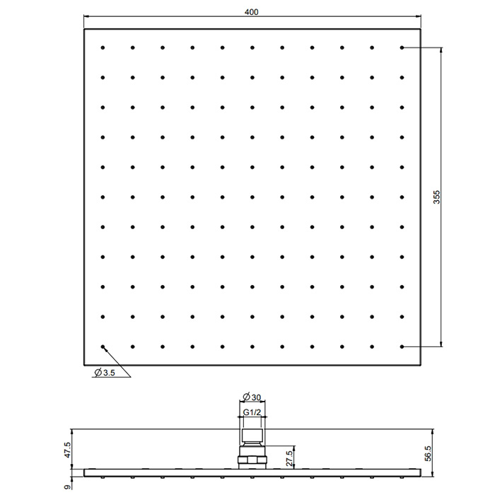 Fima Carlo Frattini Верхний душ 40Х40 см, 1 режим, без кронштейна, цвет black matt F2639/2NS