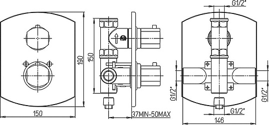 Paini Ovo Смеситель для душа термостатический, на 1 потребитель, с внутренней частью, цвет: хром 86CR690TH