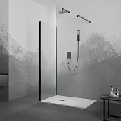 RGW Душевое ограждение walk-in 6 мм, Easy Clean, 100х195h см, стекло прозрачное, цвет: черный мат. 35100507-14