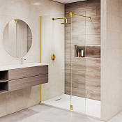 RGW Душевое ограждение walk-in 6 мм, Easy Clean, 70х195h см, стекло прозрачное, цвет: золото брашир. 351005073-16