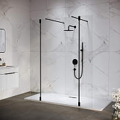 RGW Душевое ограждение walk-in 8 мм, Easy Clean, 120х195h см, стекло прозрачное, цвет: черный мат. 351005223-14