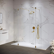 RGW Душевое ограждение walk-in 8 мм, Easy Clean, 100х195h см, стекло прозрачное, цвет: золото браш. 351005203-16