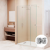 RGW Душевое ограждение walk-in 8 мм, Easy Clean, 130х195h см, стекло прозрачное, цвет: хром глянец 351005433-11