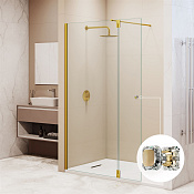 RGW Душевое ограждение walk-in 8 мм, Easy Clean, 120х195h см, стекло прозрачное, цвет: золото браш. 351005423-16