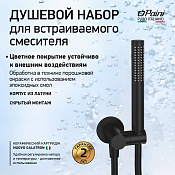 Paini Душевой гарнитур встраиваемый: душевая лейка, держатель для душа, шланг 150 см, цвет: черный м 53YO440/739