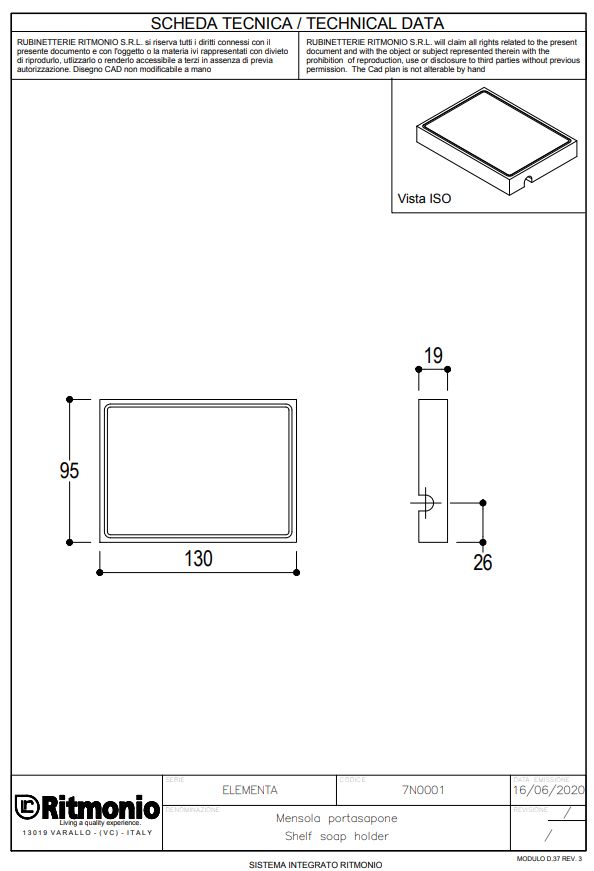 Ritmonio Elementa Мыльница на рейлинг, композит, цвет: white acrylic stone 7N0001F38