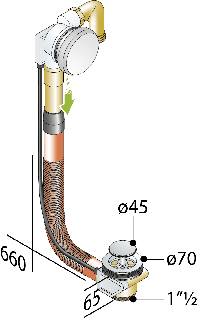 OMP Tea Слив-перелив с наполнением для ванны, цвет: хром 595.180.6