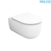 Olympia Milady Унитаз подвесной 52х36 см безободковый, с креплением, без крышки, цвет: белый глянец MIL120201