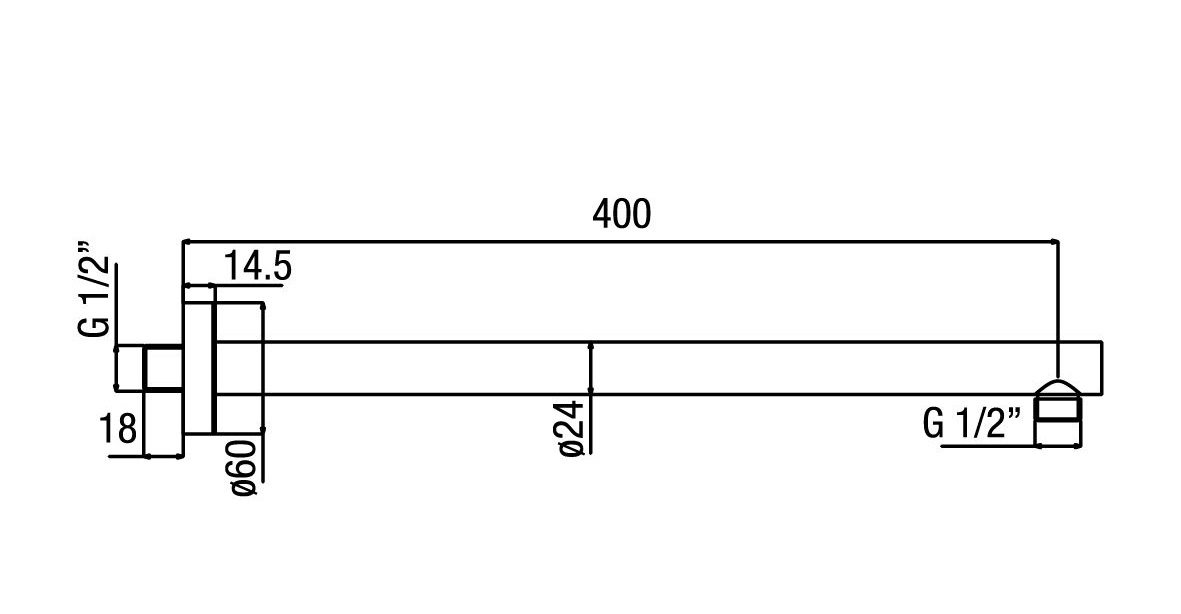 Alpi Nu Кронштейн для верхнего душа настенный 40 см, цвет: chrome BD 046 CR