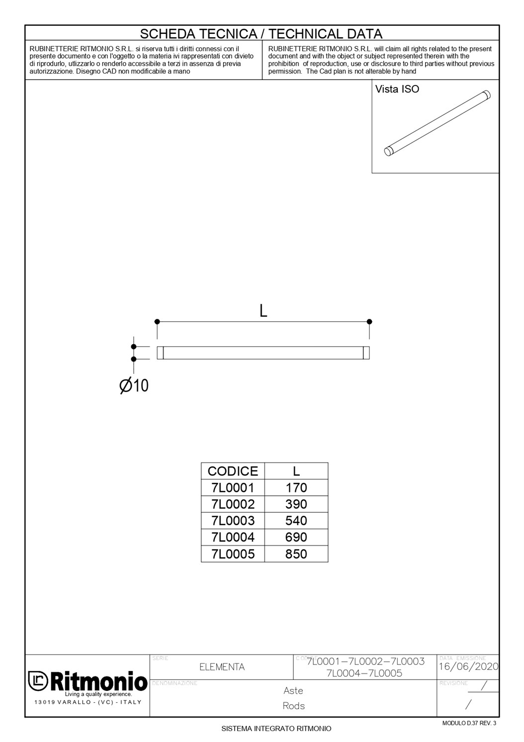 Ritmonio Elementa Рейлинг для аксессуаров 39 см, цвет: crl chrome 7L0002CRL