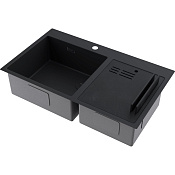 Omoikiri Akisame 86-2 Side-GB Кухонная мойка из нержавеющей стали 86x51 см, цвет: графит 4997047