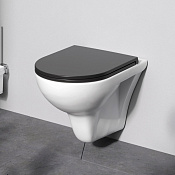 Am.Pm Gem Унитаз подвесной 36,5x50 см, безободковый, черная крышка, цвет: белый глянцевый C901700SCmb