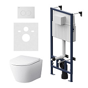 Am.Pm Sense Комплект: инсталляция, унитаз подвеснй, сиденье, кнопка смыва, цвет: белый глянцевый IS70101.741701