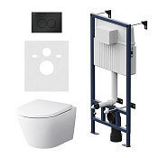 Am.Pm Sense Комплект: инсталляция, унитаз подвеснй, сиденье, кнопка смыва, цвет: белый глянцевый IS70138.741701