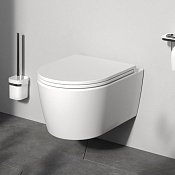 Am.Pm Func Унитаз подвесной 36х49 см, безободковый с крышкой микролифт, цвет: белый матовый C8F1700MWSC